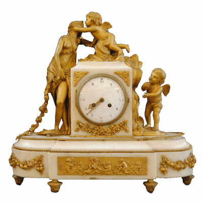 A Louis XVI Style Ormolu and White Marble Mantel Clock, circa 1880.