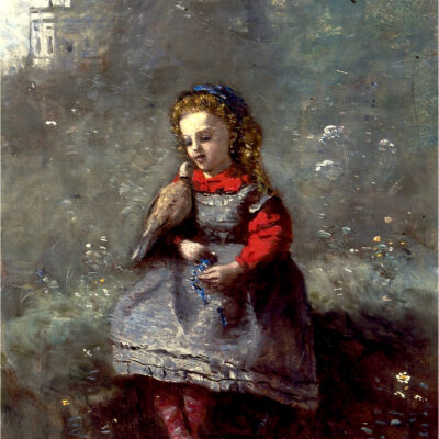 Jean-Baptiste-Camille Corot(French, 1796-1875) Mlle. Léotine Desavary tenant une tourterelle
