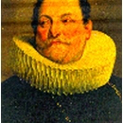 Portrait of Jan Van Montfort, bust length, wearing a black costume with white ruff and a gold chain
