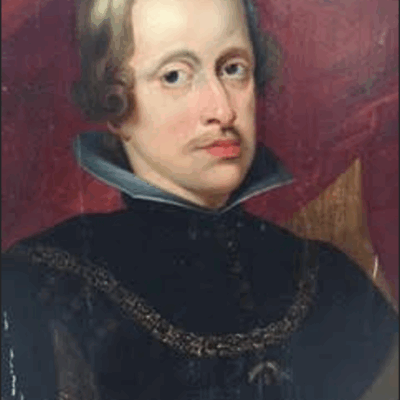 Portrait of a young man with high winged collar