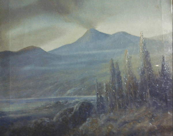 THOMAS G. MOSES (1856-1934, American) Landscape with Volcano